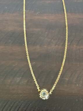 Roberta Chiarella Gold Tone Crystal Bezel Pendant Necklace